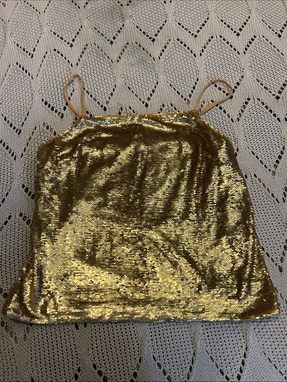 Express Gold Sequin Top Sz L NWT